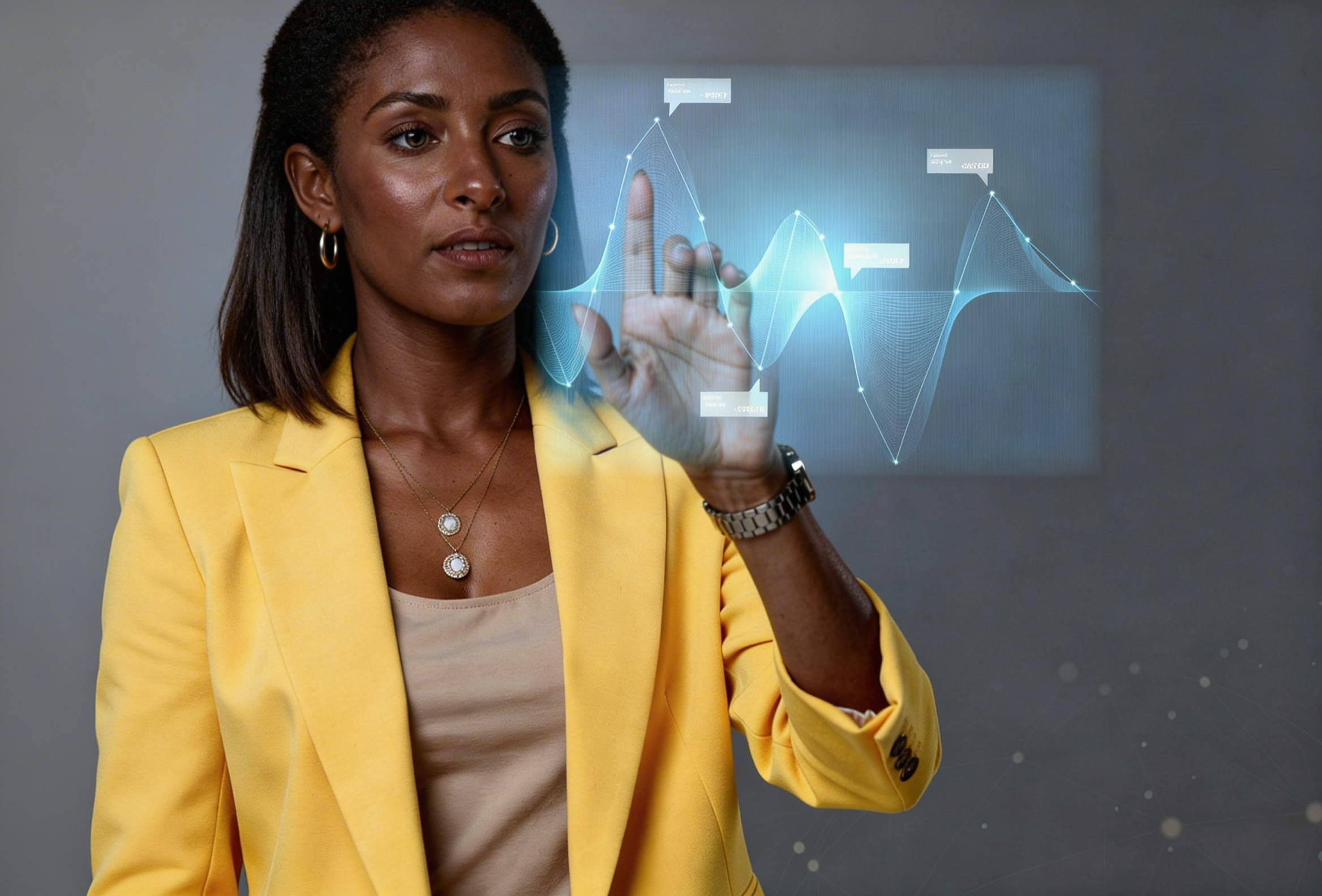 Marketing presentation with a team in a meeting room